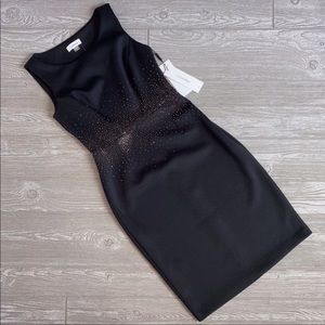 ❤️NWT Calvin Klein Black Rhinestone Sheath Dress Stretch Size 2